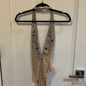 Alter mesh body suit with sequins